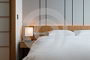 Modern hotel bed room interior