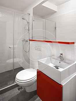 Modern hotel room or studio flat bathroom