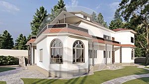 Modern House 3D rendering - Exterior design using Lumion â€“ Front elevation