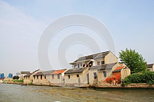 Modern House along the river in Suzhou City, China in 2009 Apri