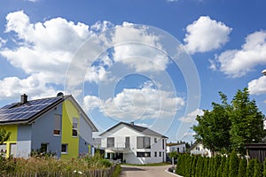 modern house architecture in rural countryside at springtime
