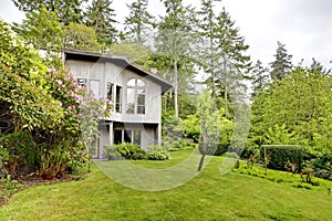 Modern house. Backyard view