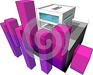 Modern house with business diagram