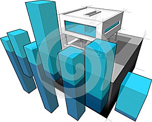 Modern house + business diagram