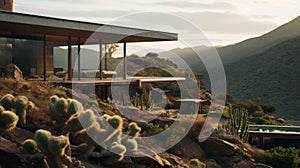 Modern House On Cliff With Desert View: Inspired By Gregory Crewdson And Michael Shainblum