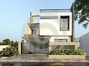 Modern House 3D rendering - Exterior design using Lumion Ã¢â¬â Front elevation