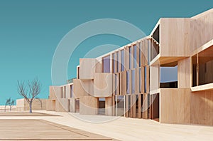 Modern house 3d wood model