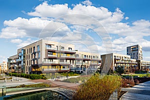 Modern house with flats, located in the green park