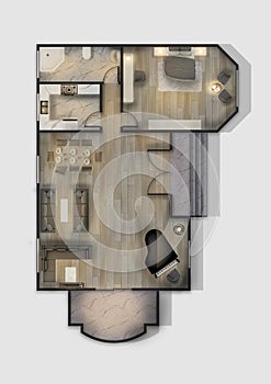 modern house floor plan made with revit + photoshop