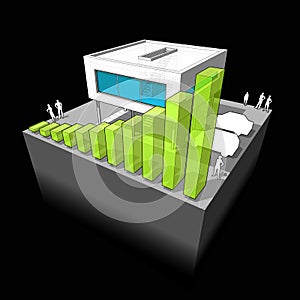 Modern house + green business diagram