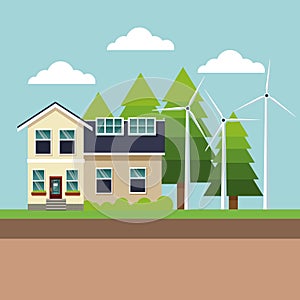 Modern house green energy wind turbine