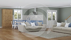 Modern house interior. Design project.