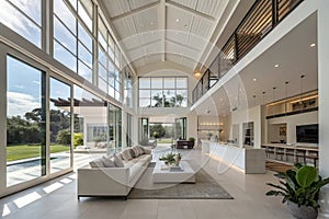 Modern house interior with expansive architecture