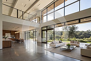 Modern house interior with large expansive architecture