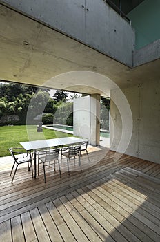 Modern house interior, veranda