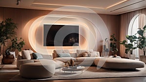 A modern house living room with futuristic equipment