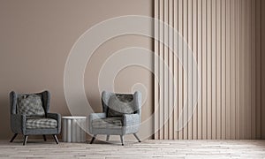 Modern house and living room interior design and wall pattern background/3d render