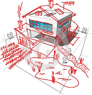 Modern house redesign diagram photo