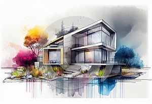 modern house sketch
