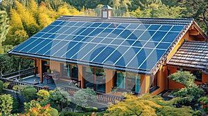 Modern House With Solar Panel Roof and Swimming Pool