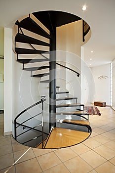 Modern house, spiral staircase