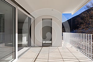 Modern house terrace with railing