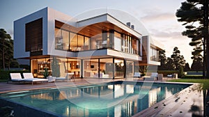 Modern house with terrace and a swimming pool