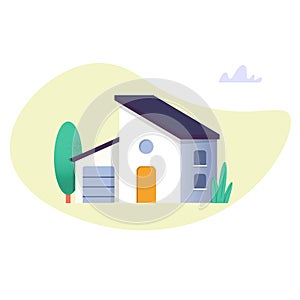 Modern house  vector illustration. Home flat icon.