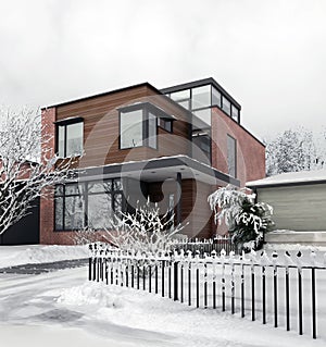 Modern House at Wintertime