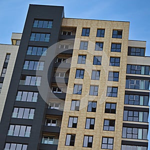 Modern housing apartments and details. Facade, center. District, condominium