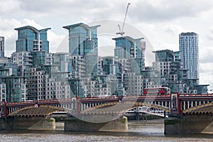 Modern housing on the banks of the Thames