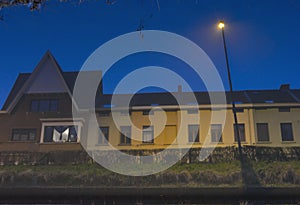 modern housing block in a river