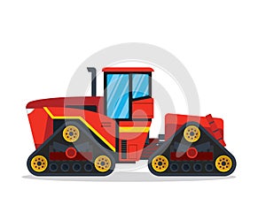 Modern Huge Track Tractor Agriculture Farm Vehicle Illustration