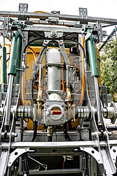 Modern hydraulic linkage on a tractor photo