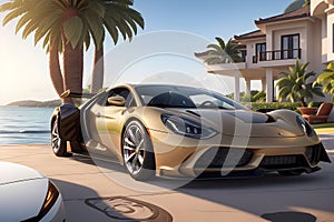 A modern photorealistic supercar generated by Ai