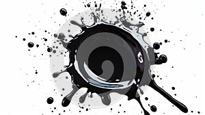 Modern icon of black paint splash. Grunge dropsplatter after petroleum design. Ink splotch on white background with photo