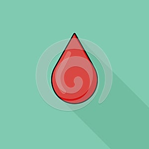 Modern icon blood drop, background green and flat icon, urgency