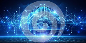 Modern illiustration of a futuristic cloud system AI-Generated Content