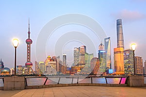 Modern illuminated Shanghai skyline
