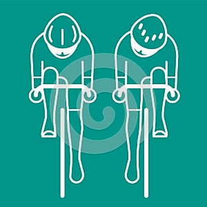 Modern Illustration of cyclists from front view.