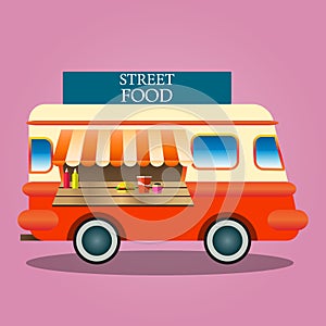 Modern illustration icons set of wagon full of tasty summer food, meals, drinks and fruits