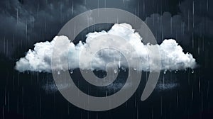 This modern illustration illustrates white clouds, rain, and fog in the sky. Fluffy clouds and downpour, falling water