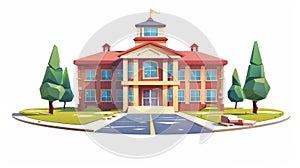 Modern illustration of an isolated school, university, or college building