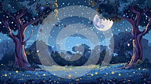 Tento je ilustrace z noc les v příroda měsíční svit 