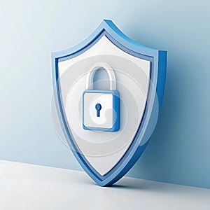 Secure online protection concept with shield and padlock represents data privacy and security