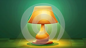 Modern illustration of a retro lamp with a textile lamp shade on a floor