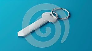 Modern illustration of a silver blank key ring template for an advertising or branding project. Isolated metal key ring