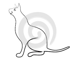 Modern  Illustrations a cat drawn in one line in profile. Modern graphics