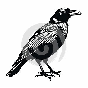 Modern Illustrations Of Crow: Hand Drawn Vector Image In The Style Of John Mckinstry photo