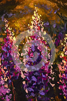 Modern Impressionism flower artwork.Impasto artwork wildflower photo